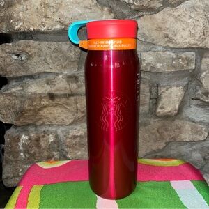NWT STARBUCKS 2025 Red Hot & Cold Fizz Lid Vacuum Insulated SS Bottle 20oz 591ML
